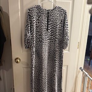 Leopard Print Midi Dress in Black and White